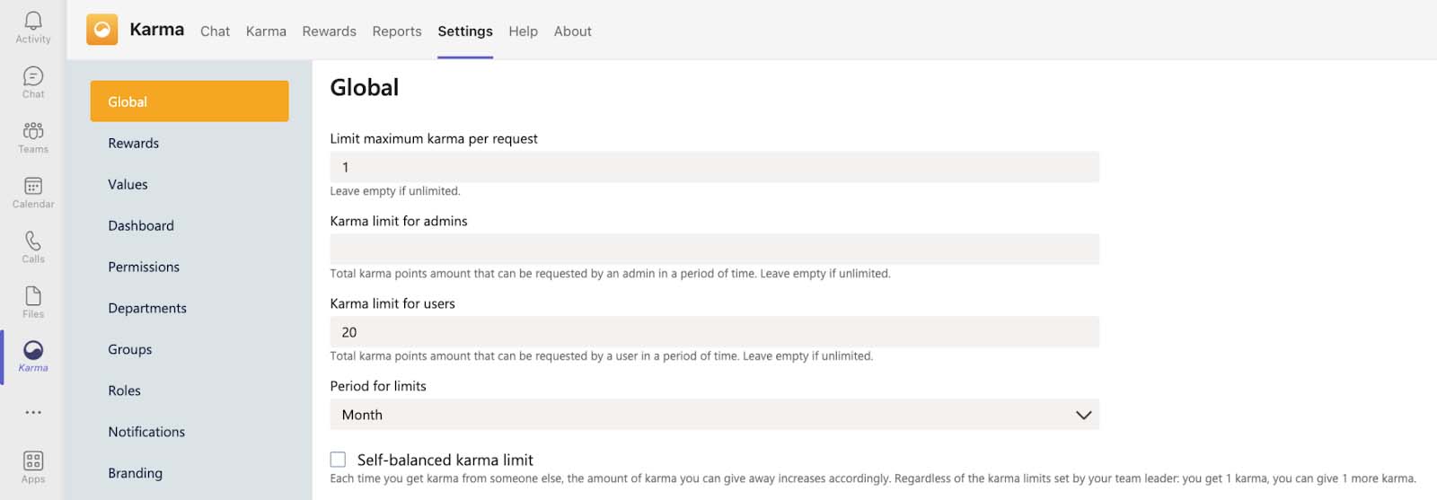 global settings overview